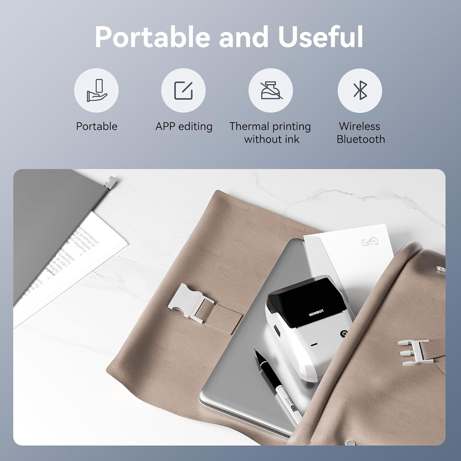 NIIMBOT B1 Label Maker Machine with Tape Portable Bluetooth Thermal Printer