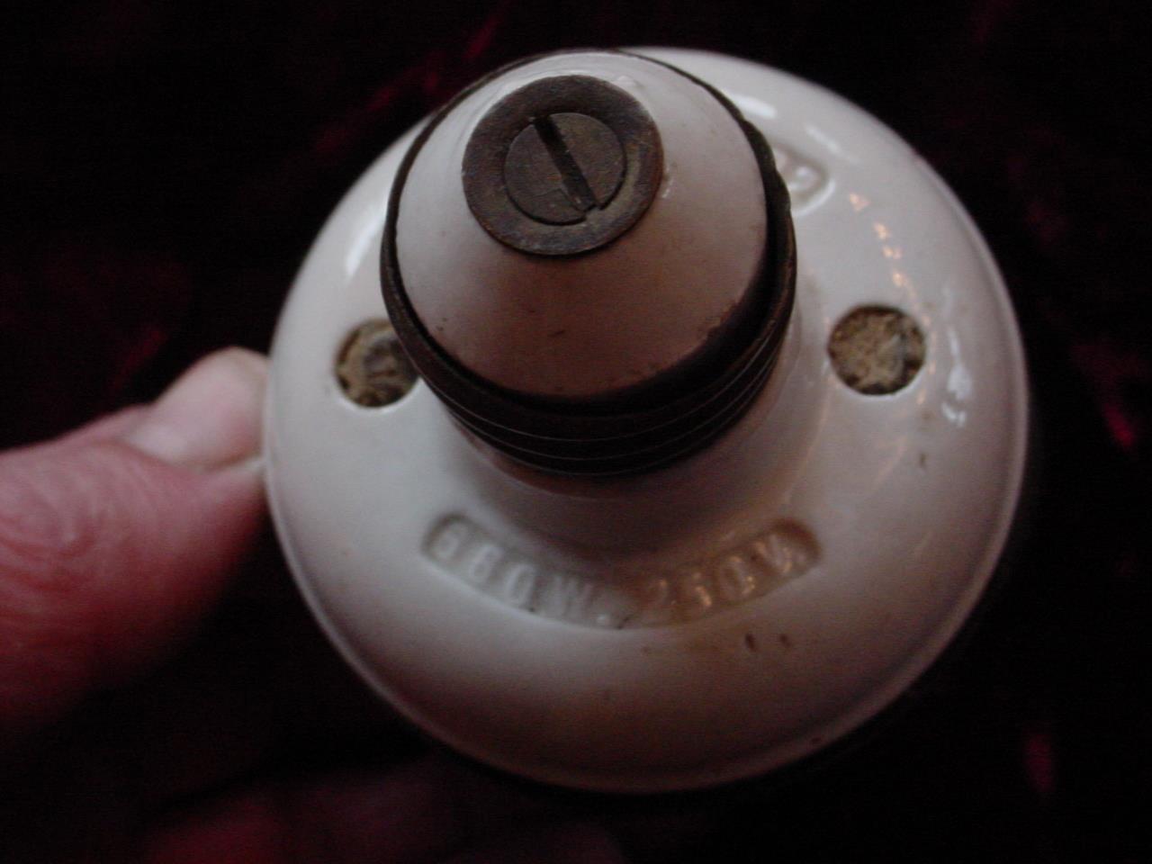 1908 Benjamin porcelain and brass double bulb socket adapter