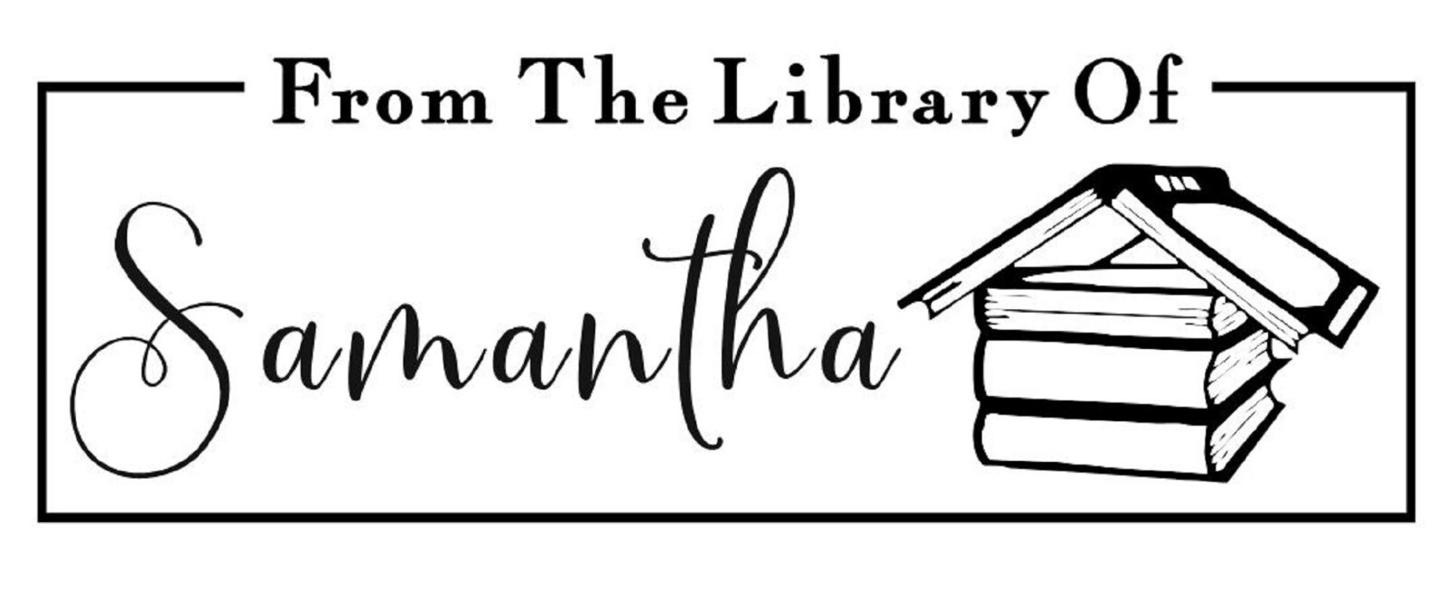 Custom Return Address Self Ink Rubber Stamp From the Library of open Book Stamp