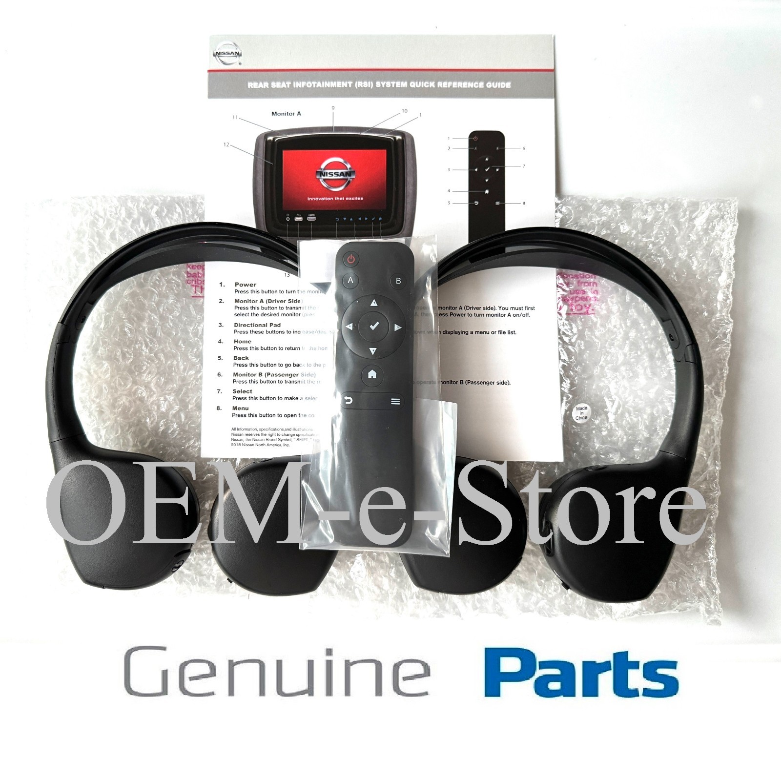 2021-2024 Nissan Armada Titan DVD Entertainment 2 Wireless Headphones + Remote