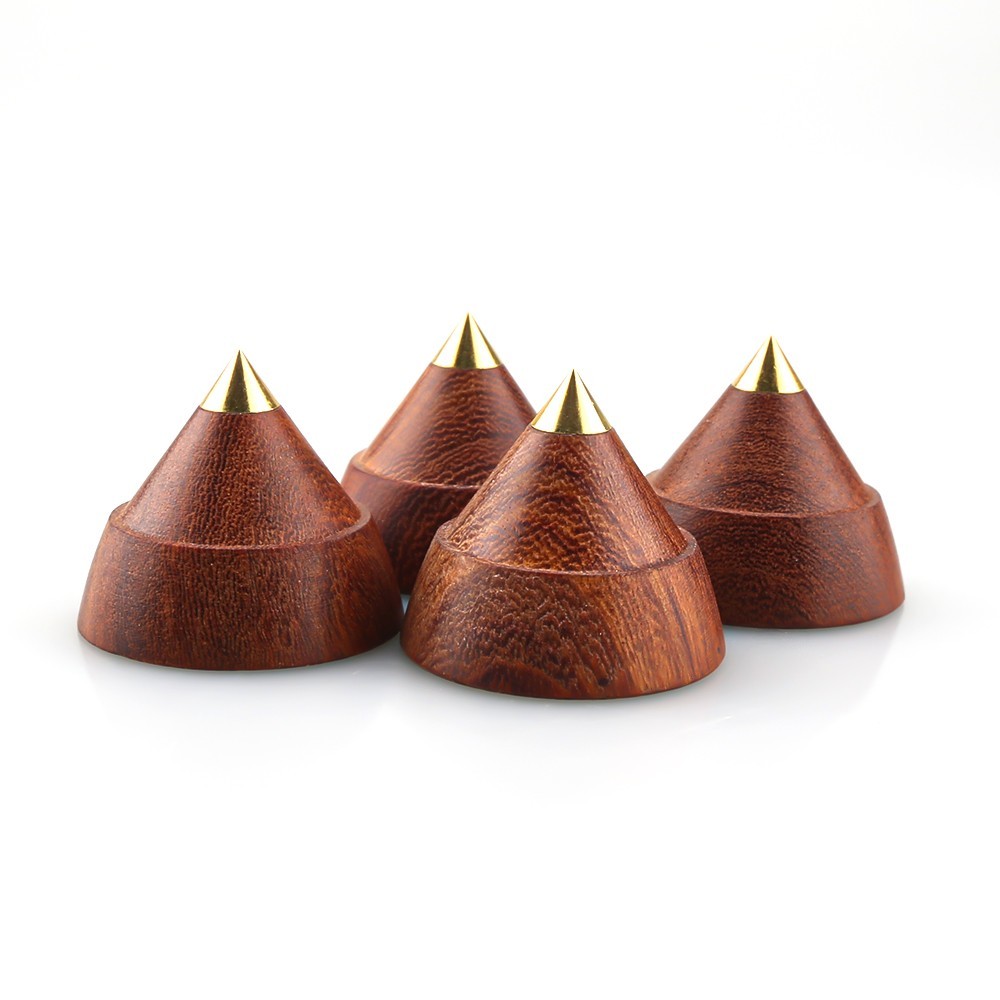 4x Rosewood Speaker Spike Cone Hifi Audio AMP Turntable Isolation Stand Feet Pad