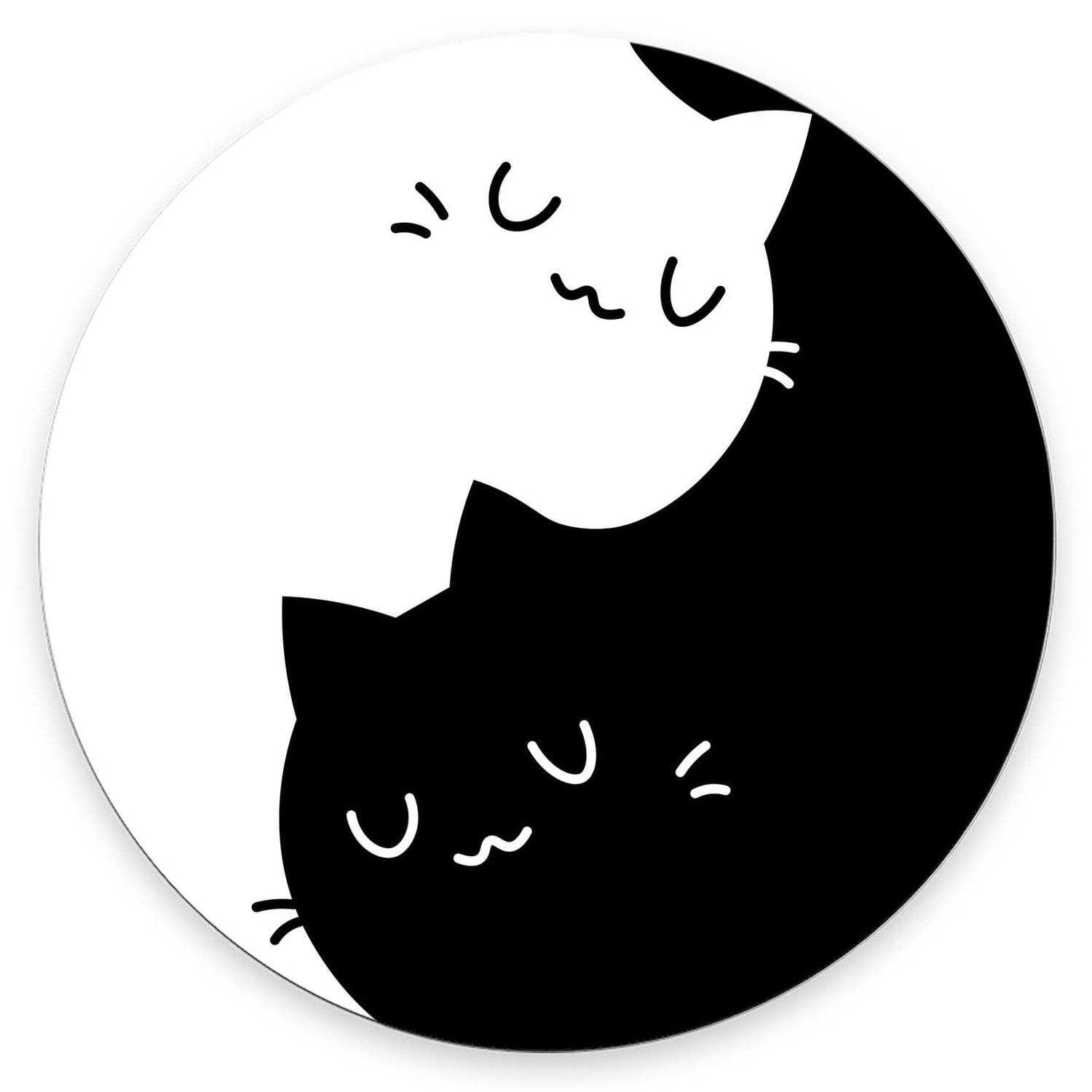 Black White Cat Round Mouse Pad,Non-Slip Rubber Base Wireless Gaming MousePad...