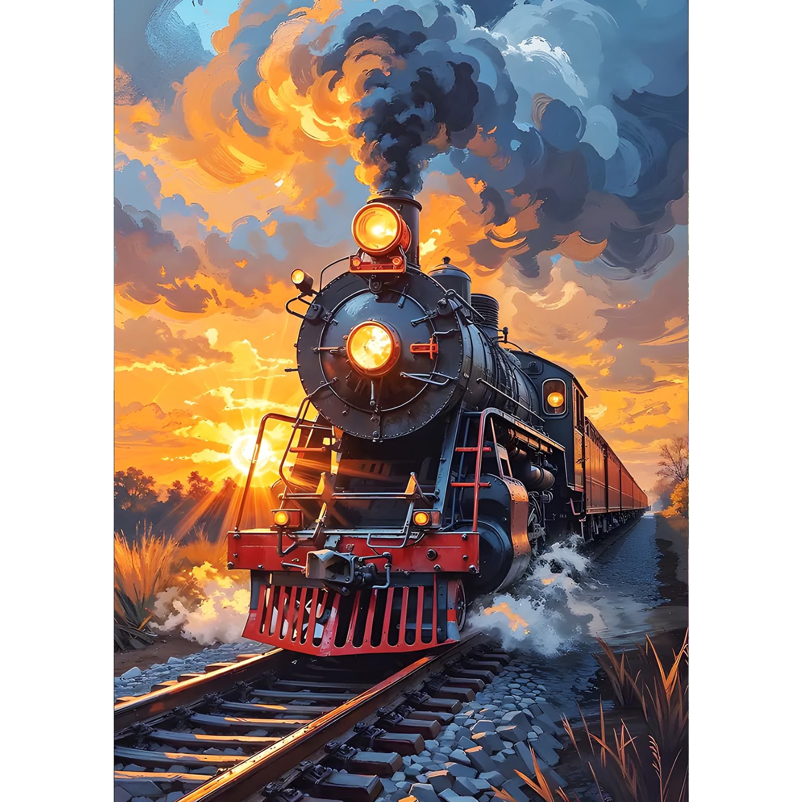 GDYEEH DIY 5D Steam Train Diamond Art Kits, 20 cm x 30 x 1 cm, UCGD443