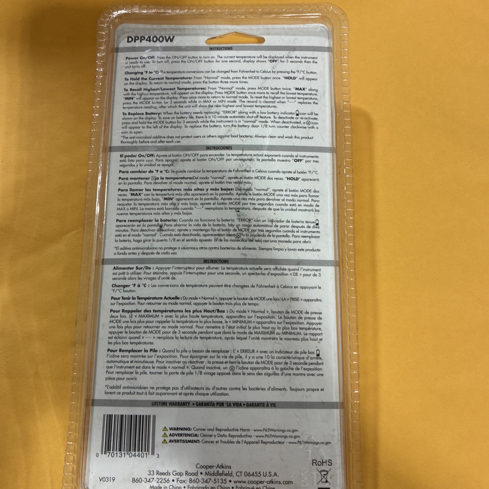 Cooper DPP400W Waterproof Digital Thermometer