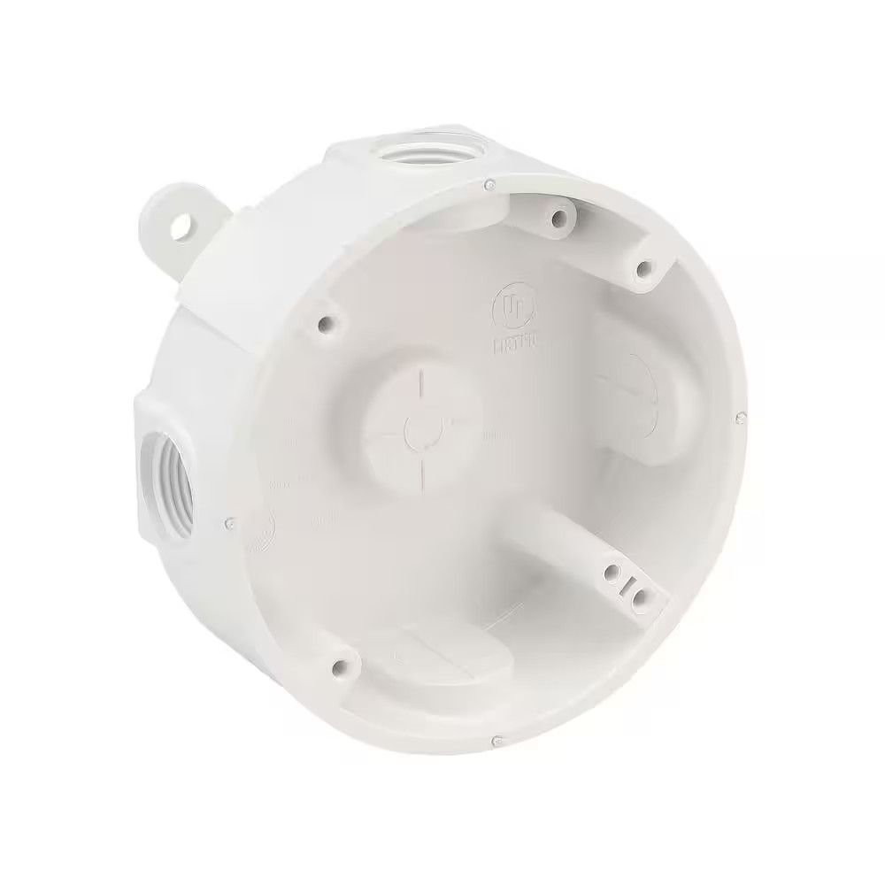 1/2 In. White 5-Holes 4 In. round Non-Metallic Weatherproof Box