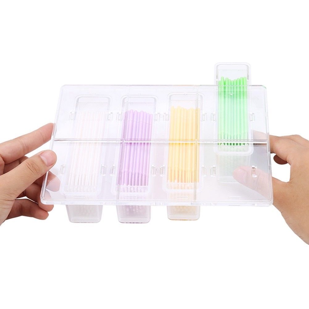 Dental Set Applicator Tip Dispenser Container 400 Pcs Micro Brush Press Type