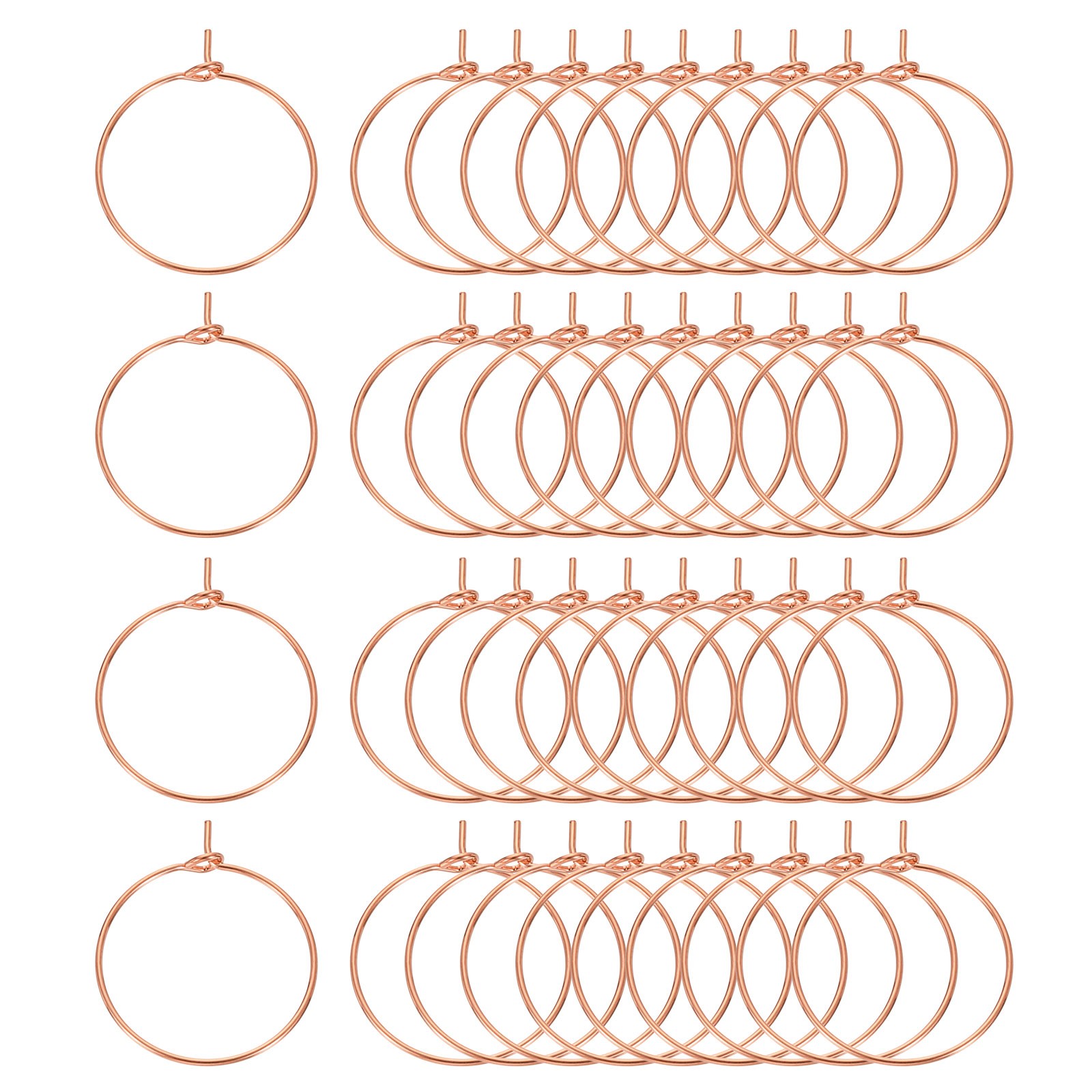 100Pcs Earring Beading Hoops 20mm 0.8" Hoop Earring Findings Rose Gold