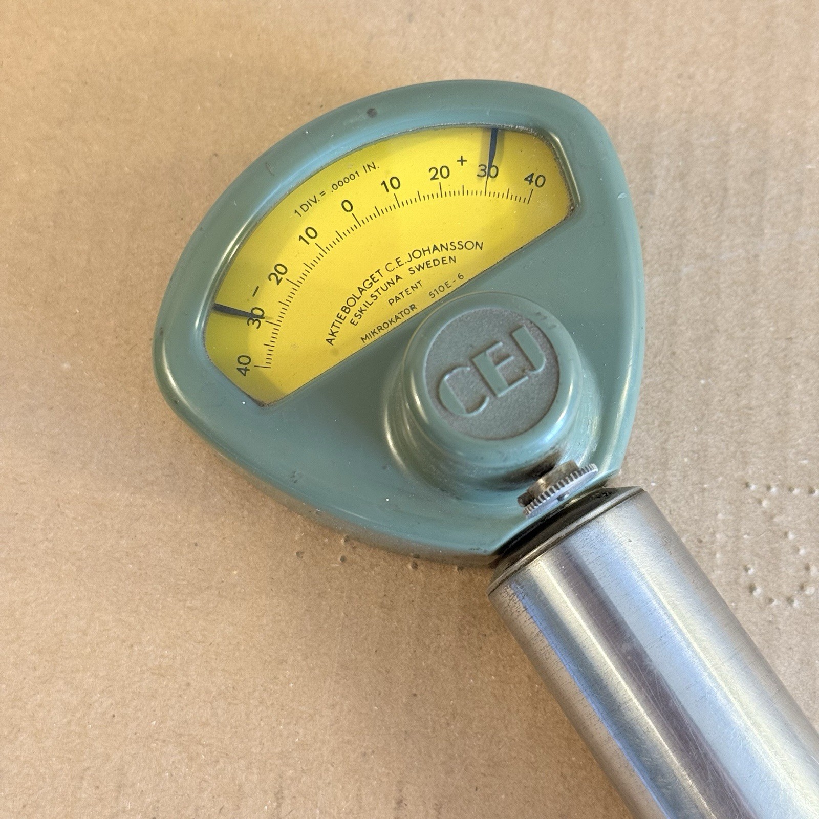 CEJ C.E. Johansson Mikrokator 510E-6 Precision Dial Indicator 0.00001” Sweden