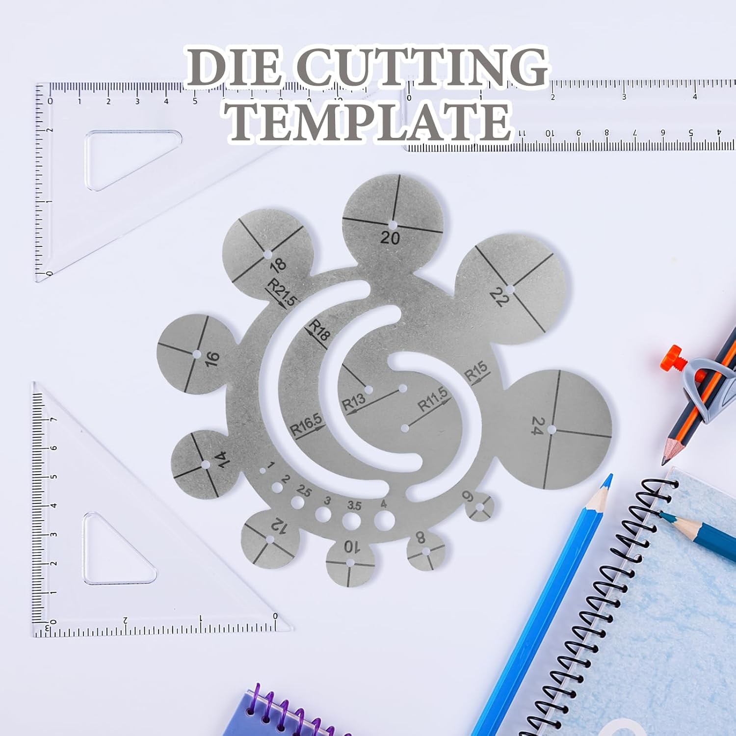 Leather Cutting Circle Template Round Ruler Precision Radius Tool for Sewing Cra