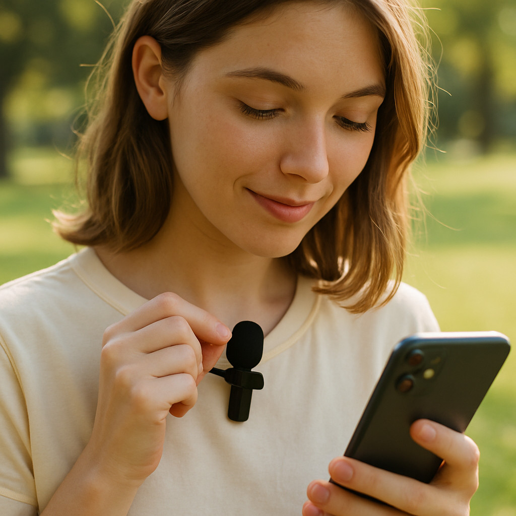 Wireless Lavalier Microphone 2-Pack Dual Clip-On Phone Vlog Rechargeable
