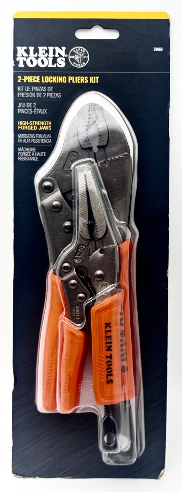 NEW Klein Tools 38663 2-Piece Locking Plier Kit ~ Free Shipping