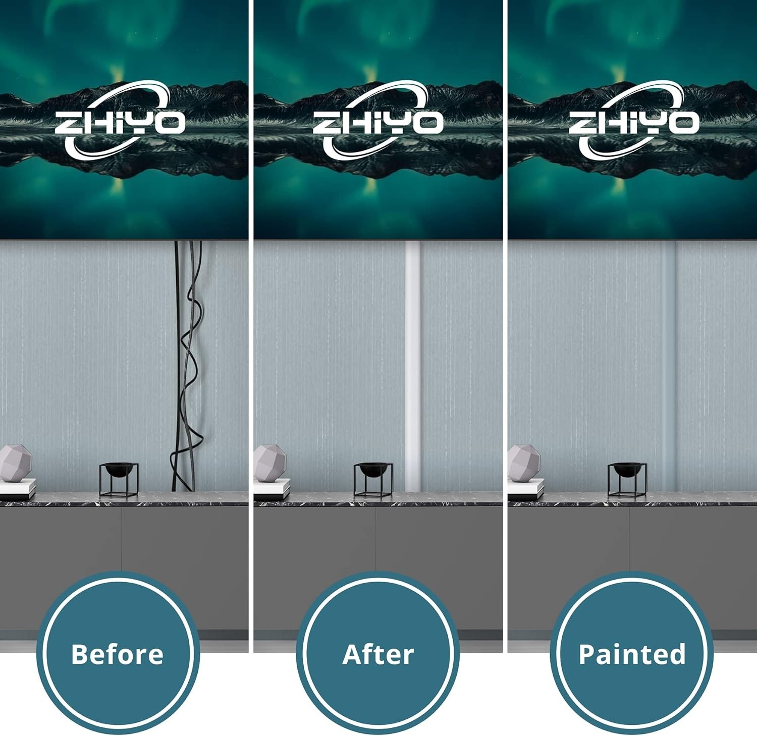 Self-Adhesive Cable Concealer for Walls - 68” Wire Cover Kit