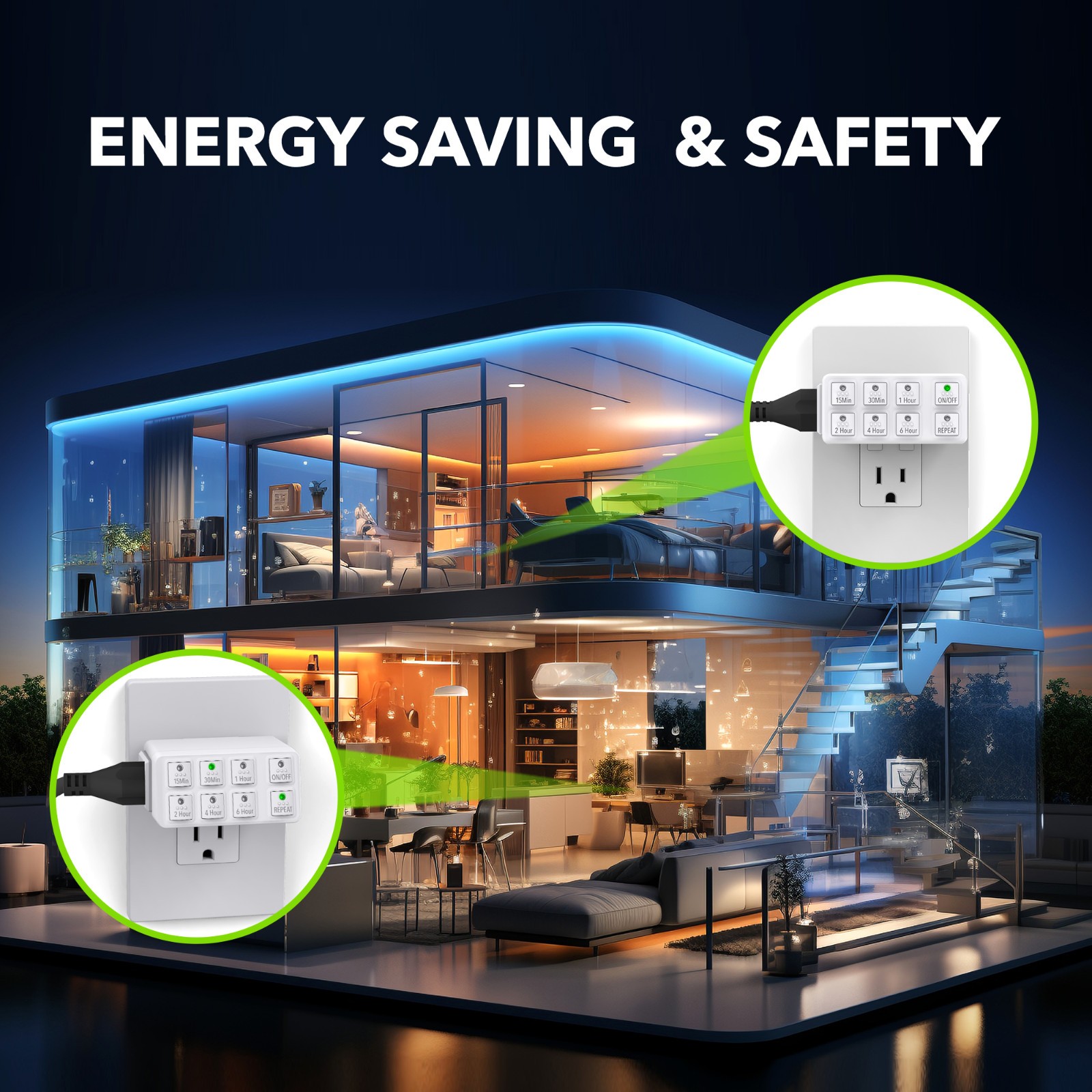 BN-LINK 2 Pack Indoor Countdown Timer with Repeat Function, Heavy Duty 15A/1875W