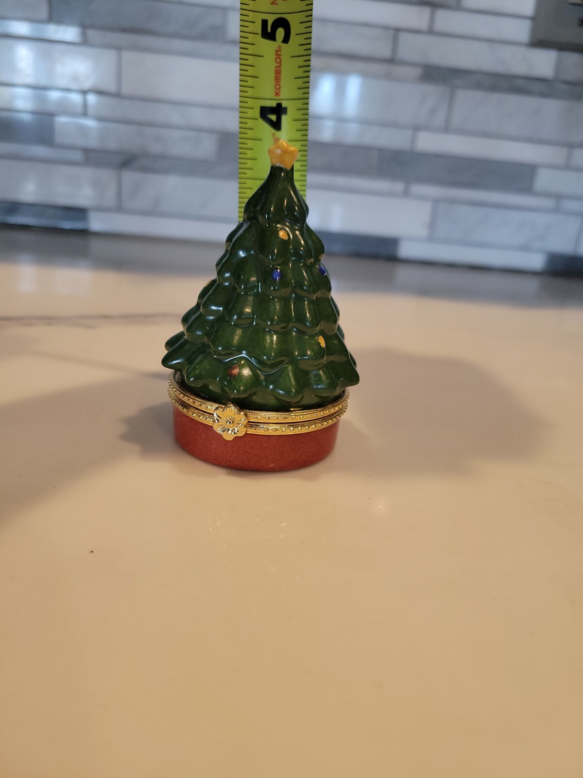Christmas Tree Trinket Box 4 inches tall