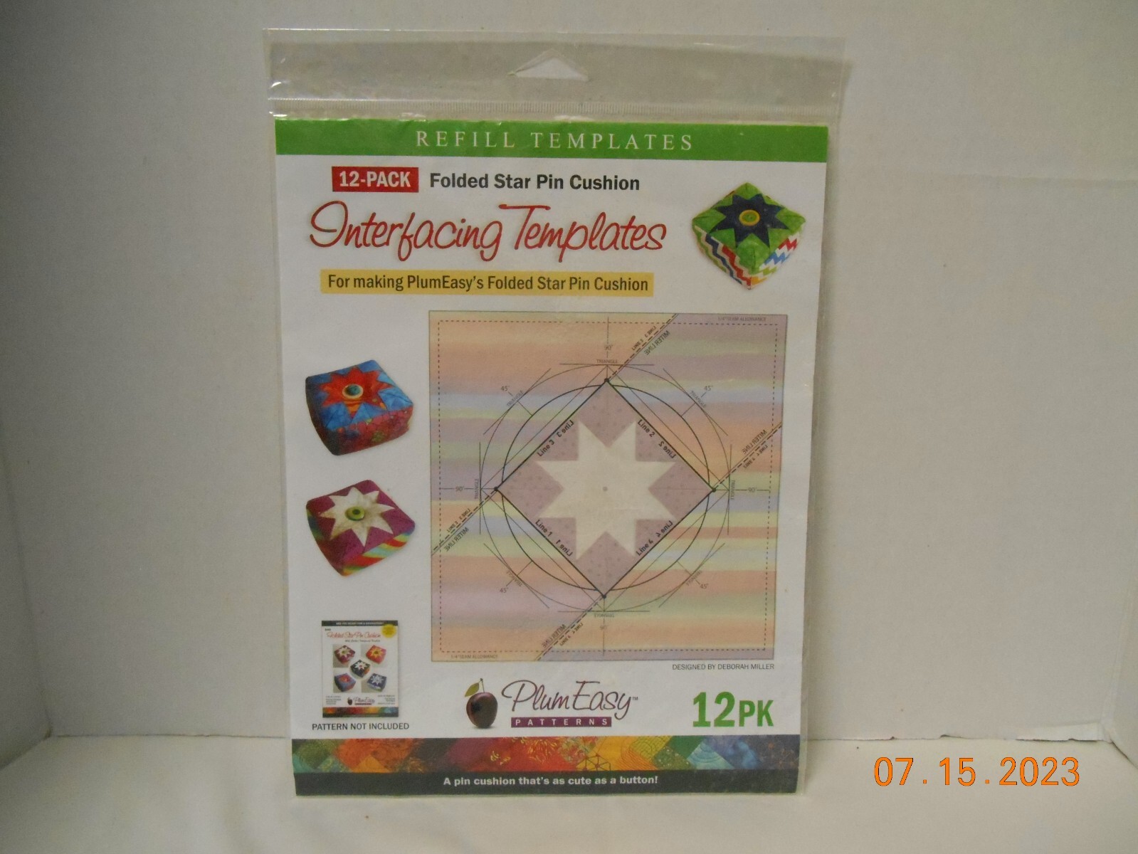Plum Easy Folded Star Pin Cushion Interfacing Templates 12 pk
