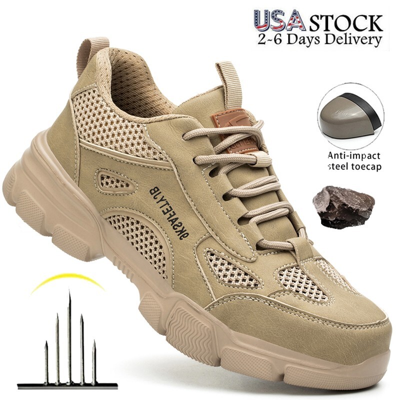 Safety Shoes Men With Steel Toe Anti-smash Boots Outdoor Breathable Work Shoes