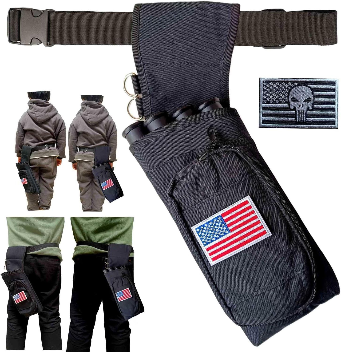 Premium 4-Tube Archery Hip Quiver (Left/Right Handed) – 800D Oxford Durable, Hol