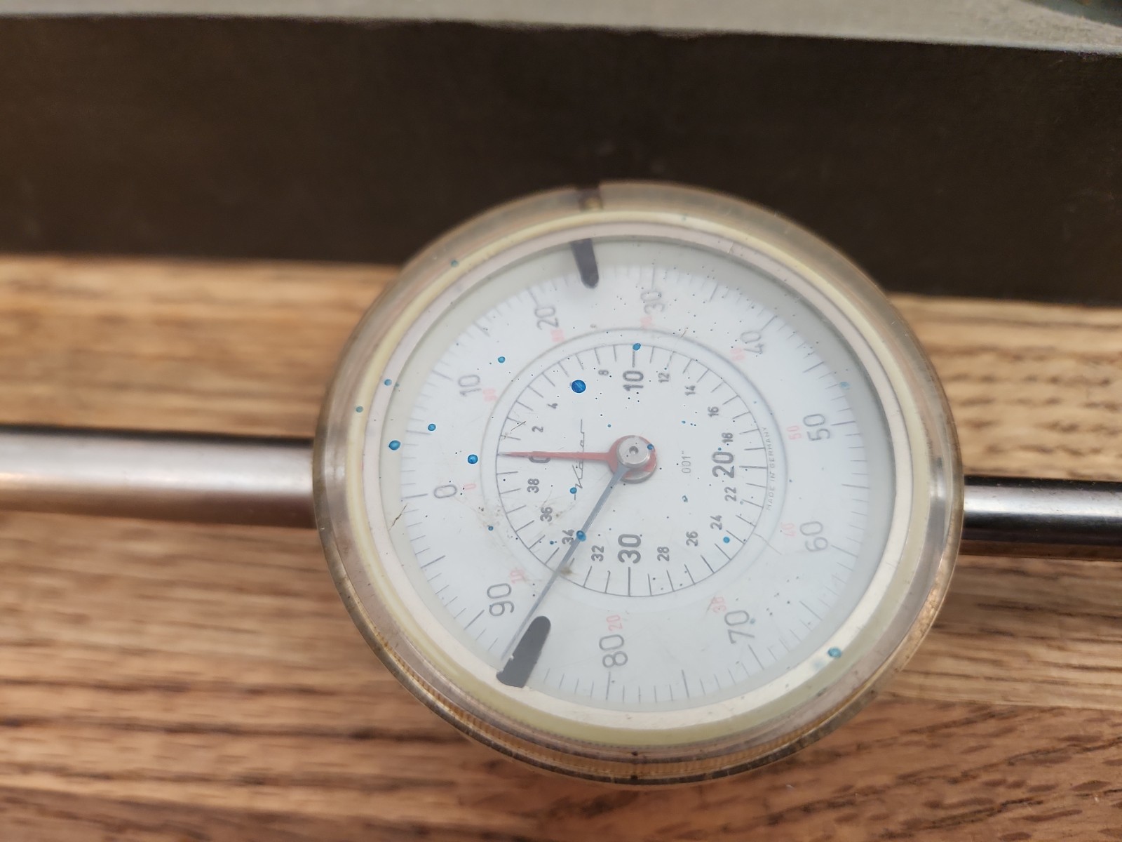 Kafer Long Range Dial Indicator, 0-4" Range, Magnetic Back Mount