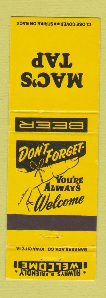 Matchbook Cover - Mac's Tap