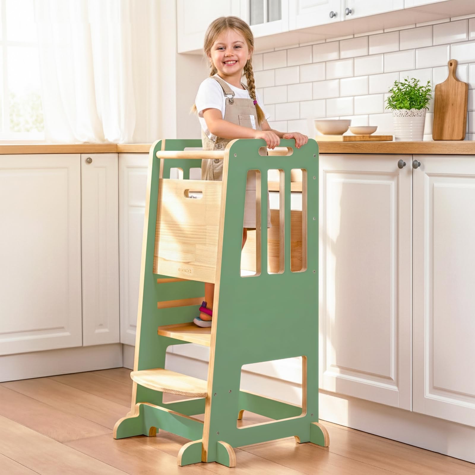 Toddler Tower - Anti-Tip Natural Wood Learning Stool Helper for Kids 18M-6Y, ...