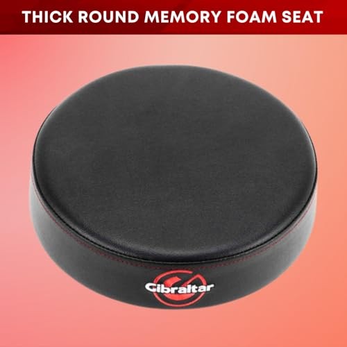 Gibraltar 9608 Round Vinyl Drum Throne Memory Foam Adjustable Height Black