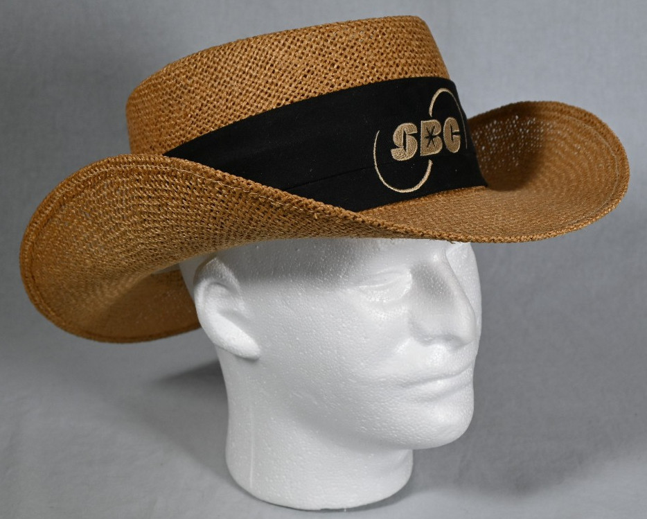 Vintage 1990s SBC Telephone Gambler Style Straw Golf Hat USA Unihat By Texace