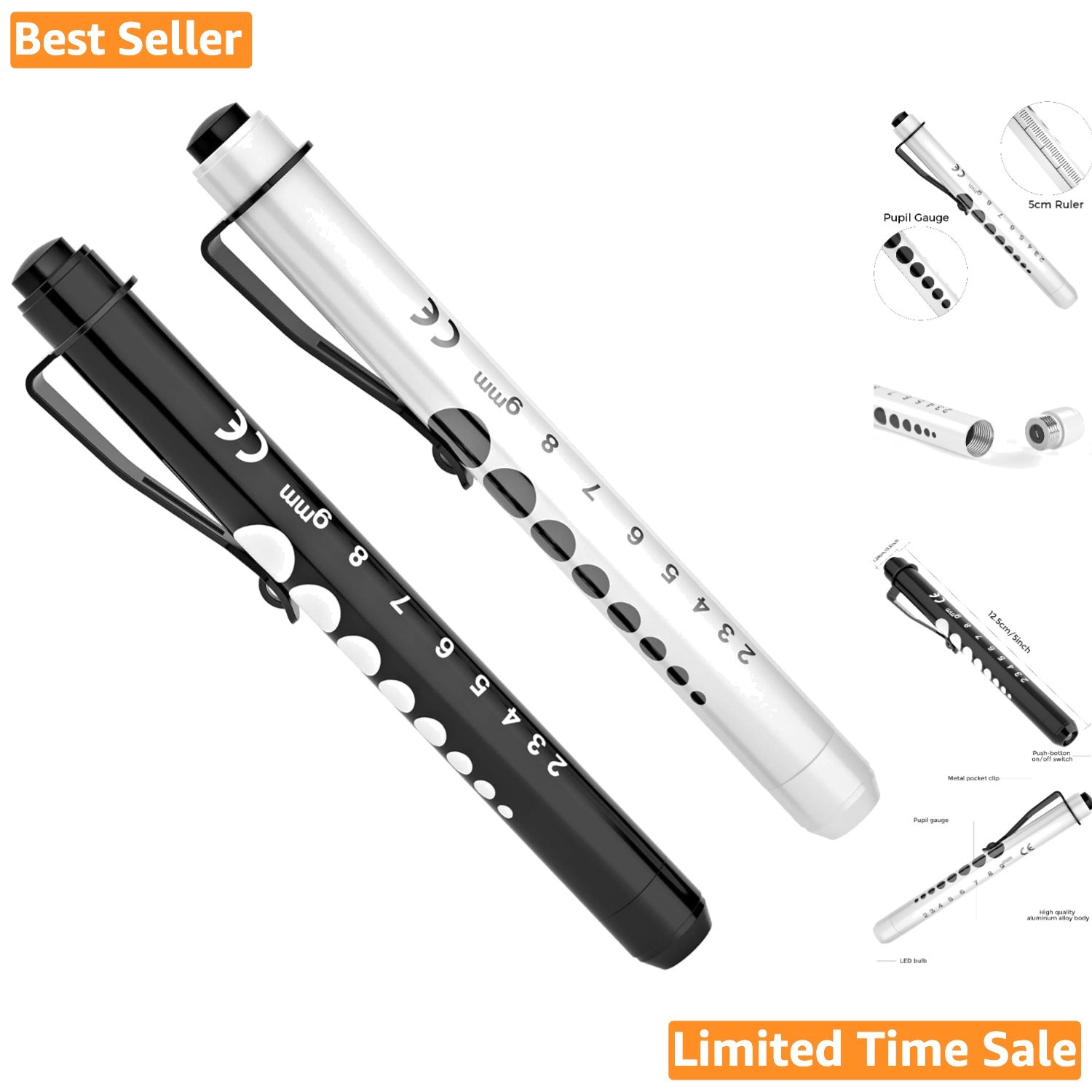 Compact and Lightweight LED Pen Light Set for Medical Professionals & Home Use