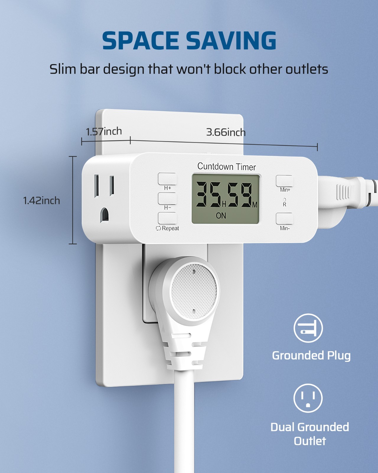 DEWENWILS 2-Pack Timer Outlet, 36H Countdown, Repeat Function,for Lights & Fans