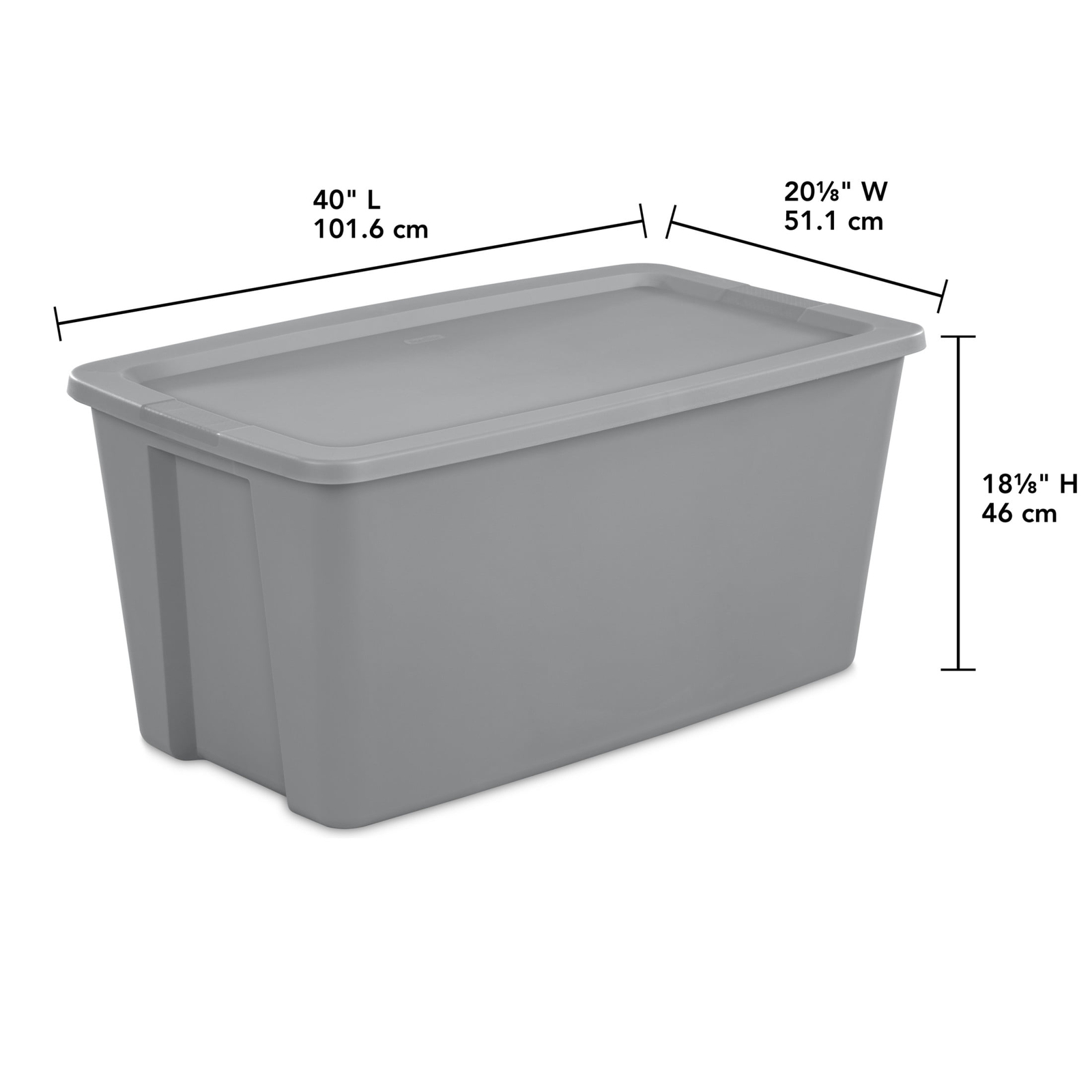 50 Gallon Tote, Plastic Storage Bin with Snap-on Lid, Gray