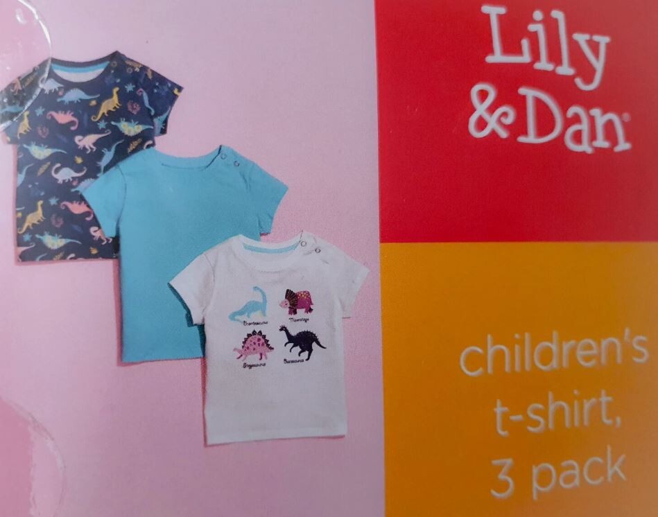 Children's T-shirt 3pk, 1-2 Years, 100% Cotton