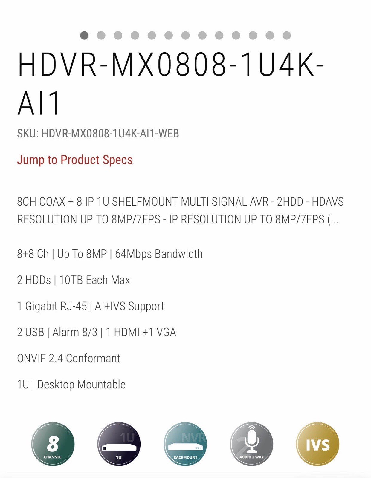 IC Realtime HDVR-MX0808-1U4K-AI1 Seagate 4TB