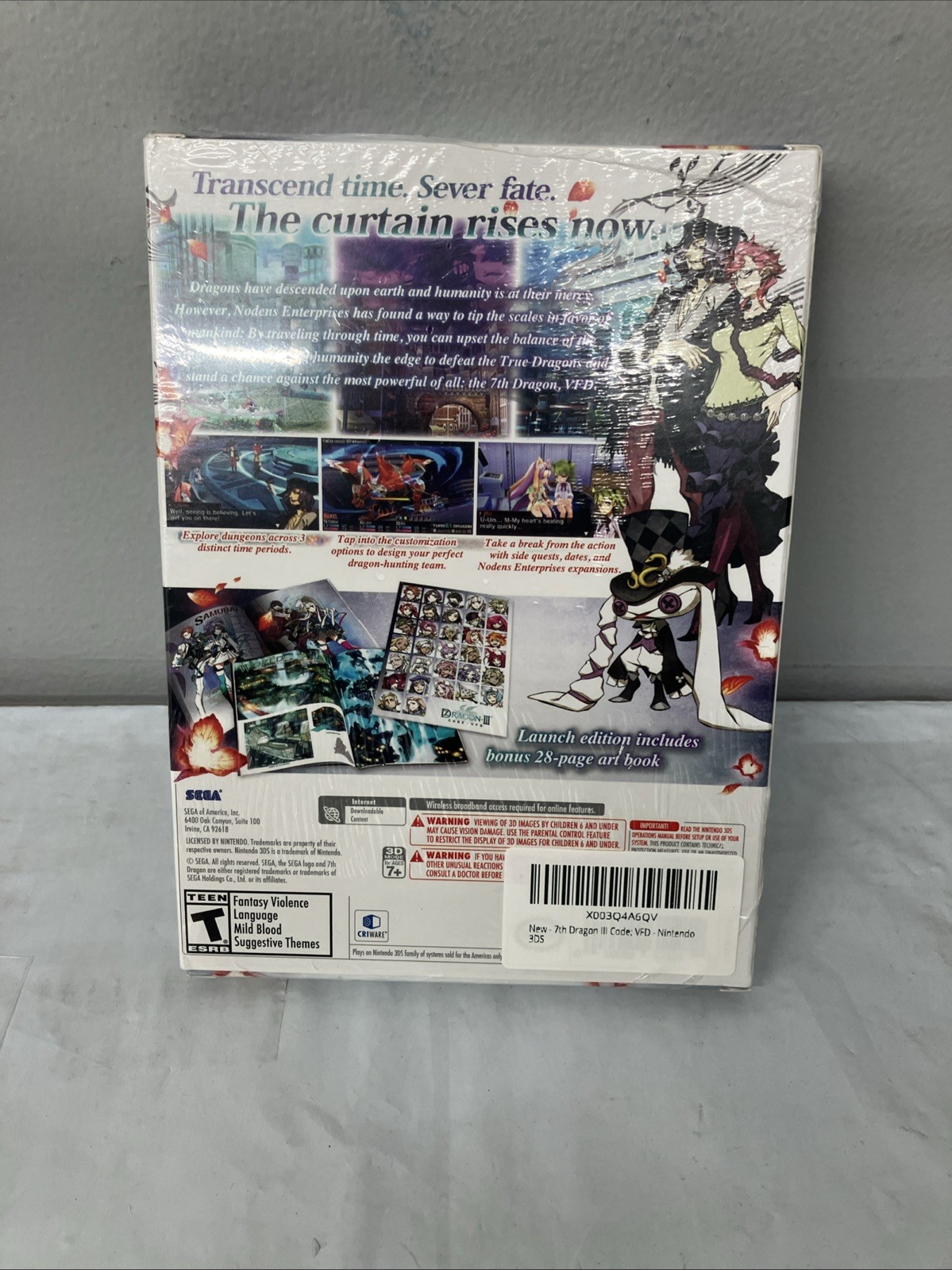 7th Dragon III Code: VFD with Art Book Nintendo 3DS Sega New Sealed