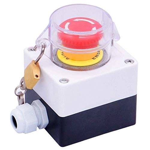 22mm Emergency Stop Push Button Switch Cover 2 NC With Box/Cover/Key Lock