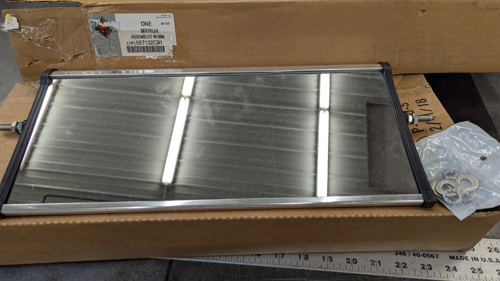 557132C91 International Bright Aluminum Mirrorr Head Left Hand Aero style OEM