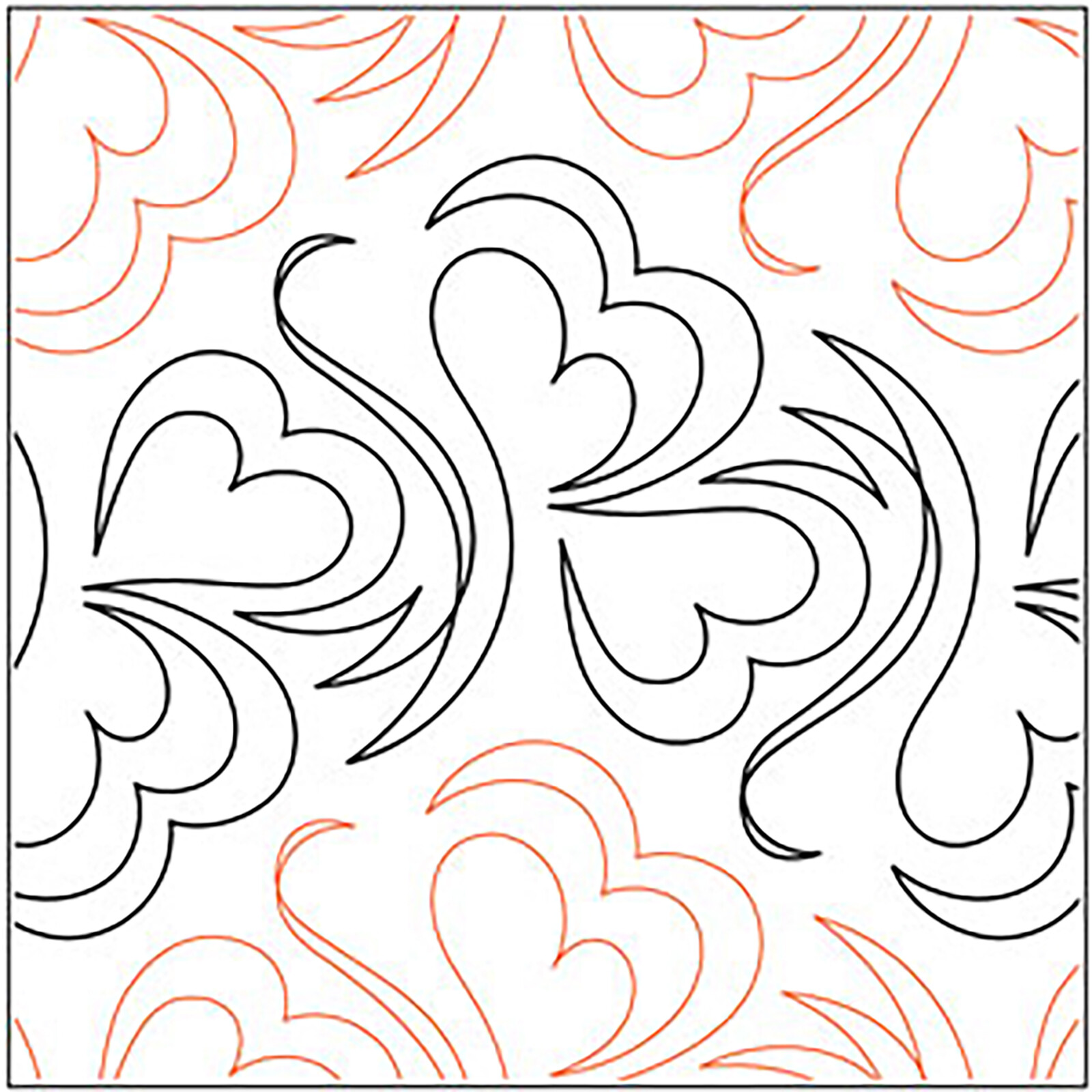 Quilt Pantograph Heart Quilting Stencil Longarm Pantographs 6.5" Classic Pattern