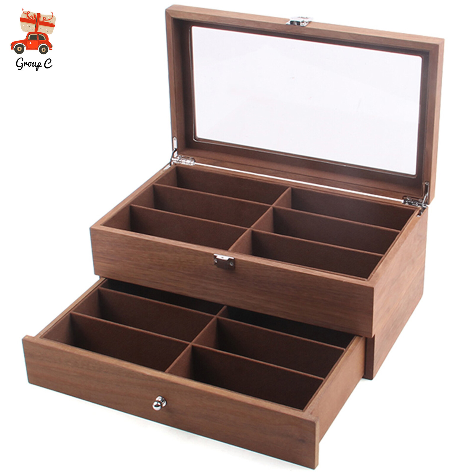 12 Slot Sunglasses Organizer Box Eyeglasses Display Case Storage for Women Men