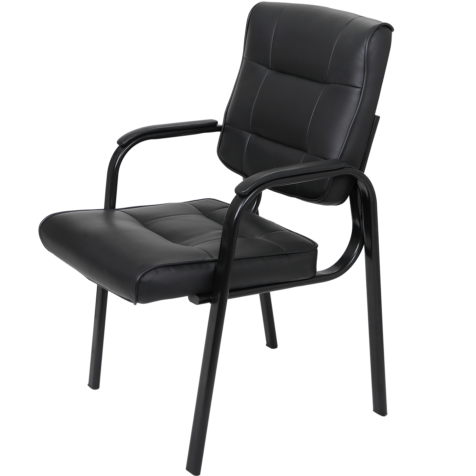 Office Guest Chair Leather Executive Reception Wating Room Chair W/ Metal Frame