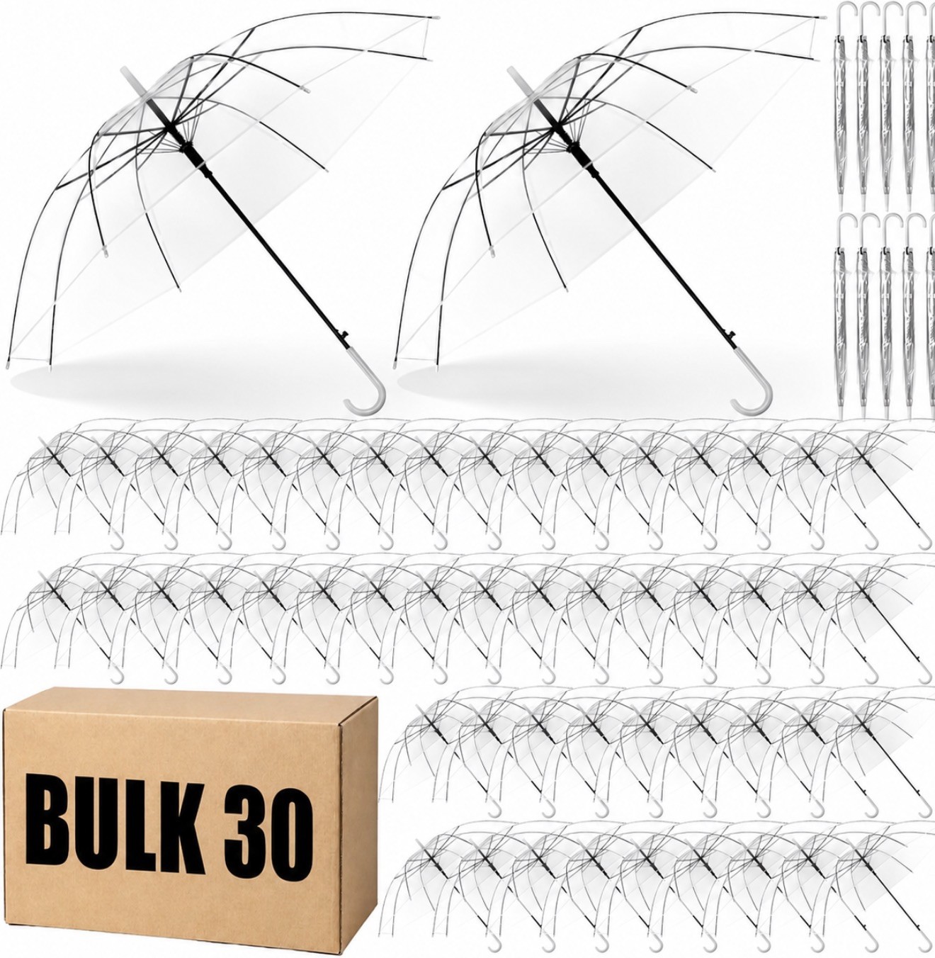Reginary 30 Pieces Wedding Umbrellas Bulk Auto Open Stick Umbrellas #T4