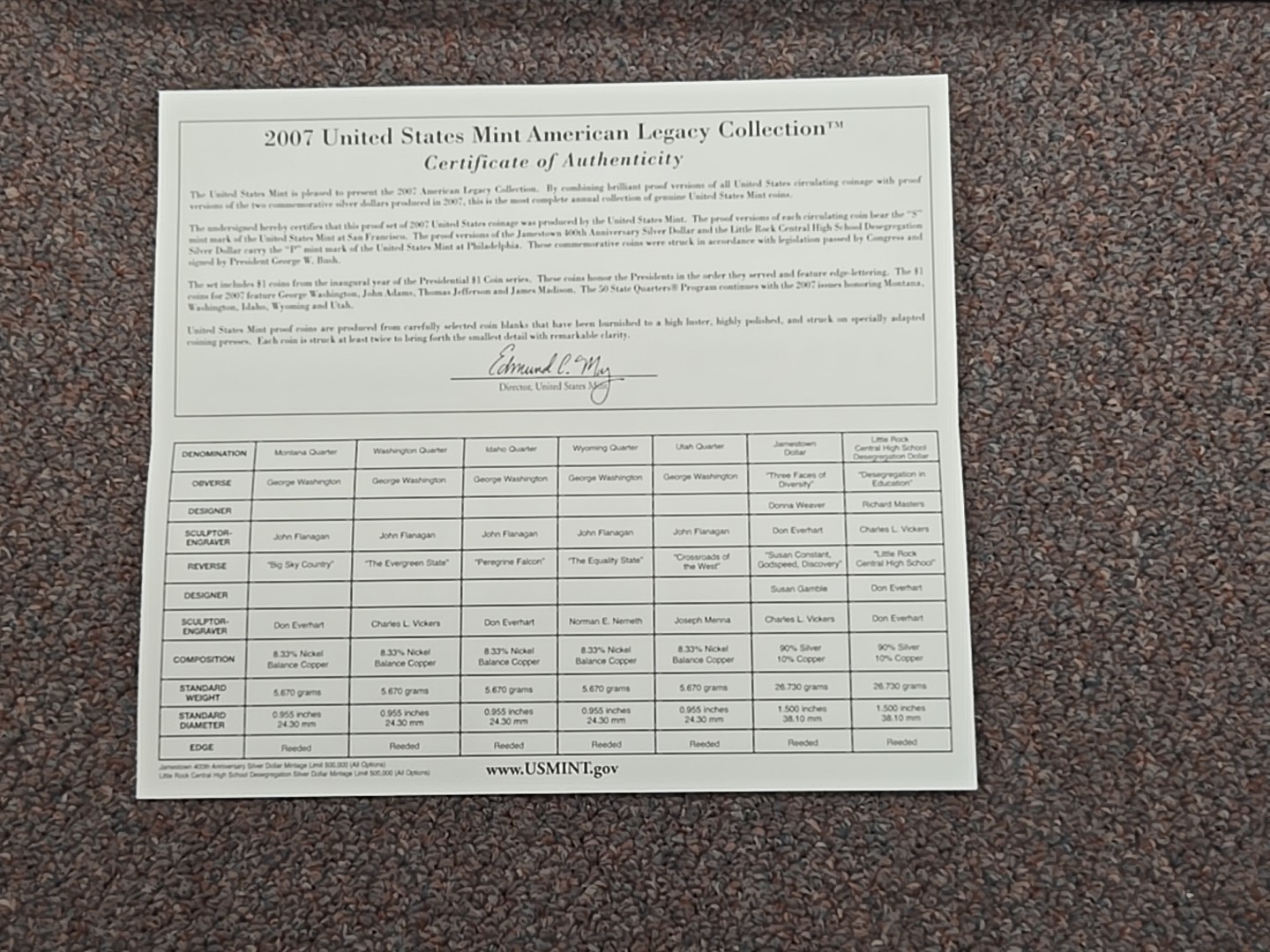 2007 US Mint American Legacy Collection Proof Set Complete in OGP/COA
