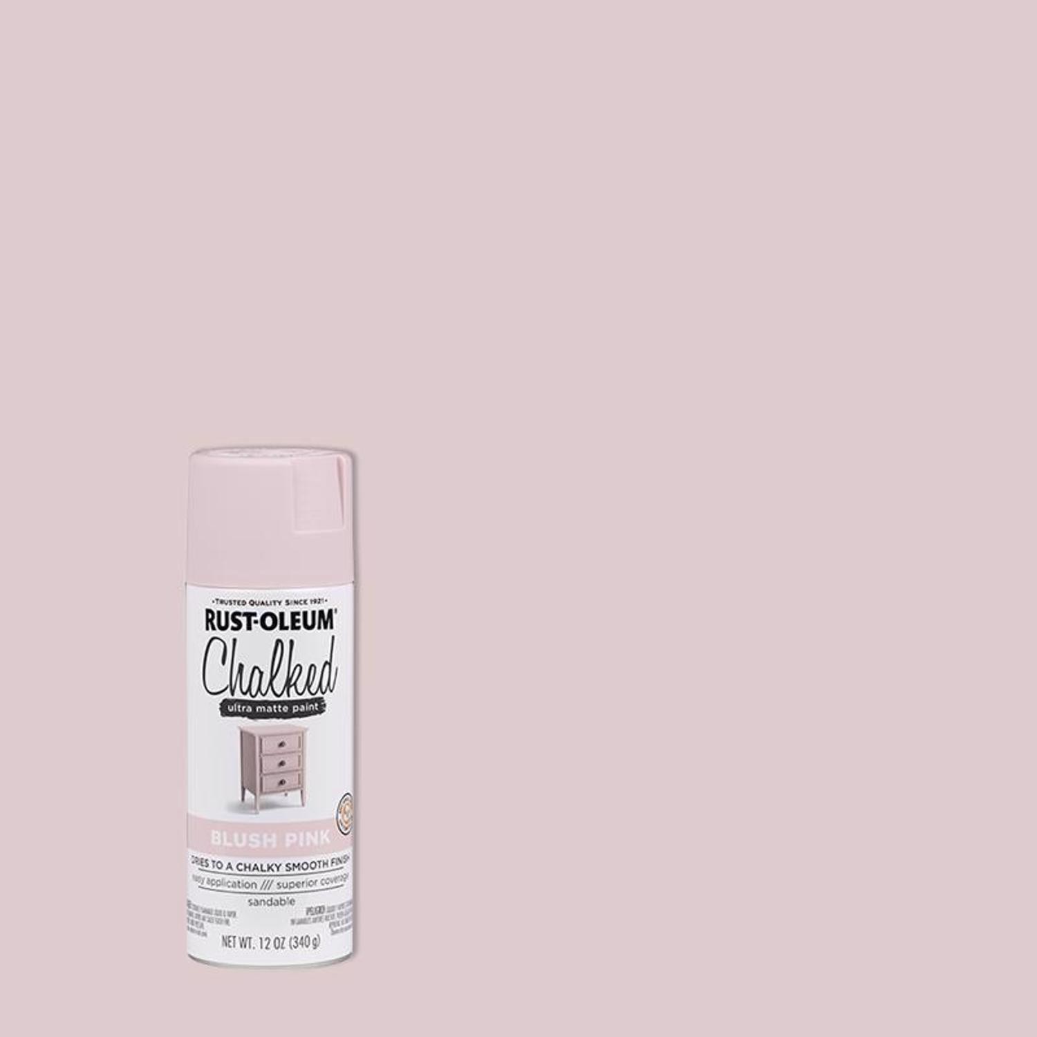 Rust-Oleum 302594 Acrylic Based Matte Blush Pink Chalk Finish Spray Paint 12 oz.
