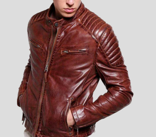 New Men's Biker Vintage Motorcycle Distressed Brown Cafe Racer Leather Jacket