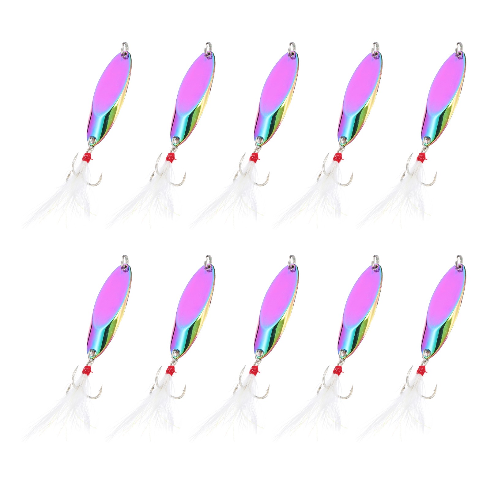 10Pcs 1/2 oz Metal Fishing Spoons Fishing Lures Casting Spoon, Multicolor