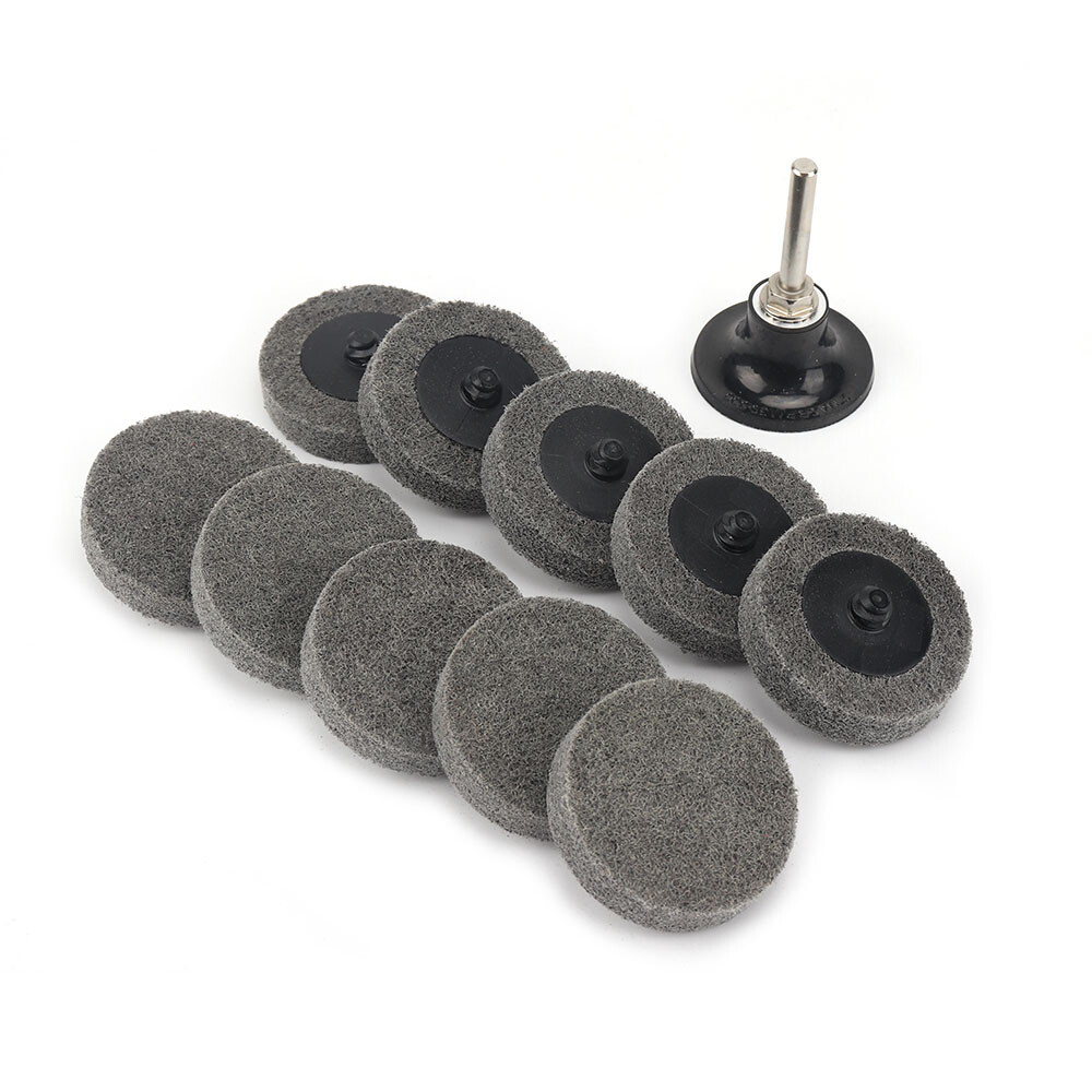 2" 50mm R Lock Grey Fiber Polishing Wheel Discs Roll Buffing Pads 9P 1/4" Shank