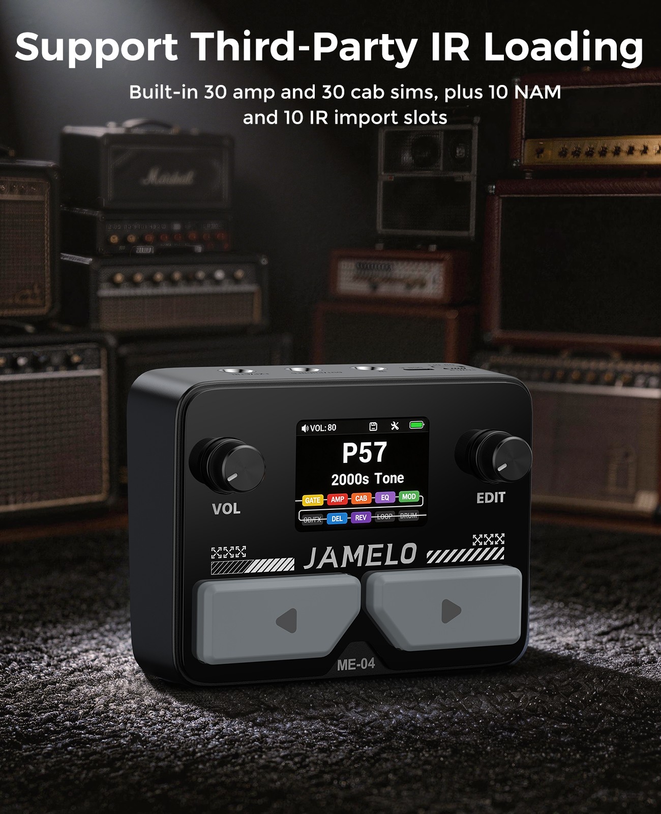 JAMELO MINI Pocket Multi-Effects Guitar Pedal Effects Processor w/ 10 Effects
