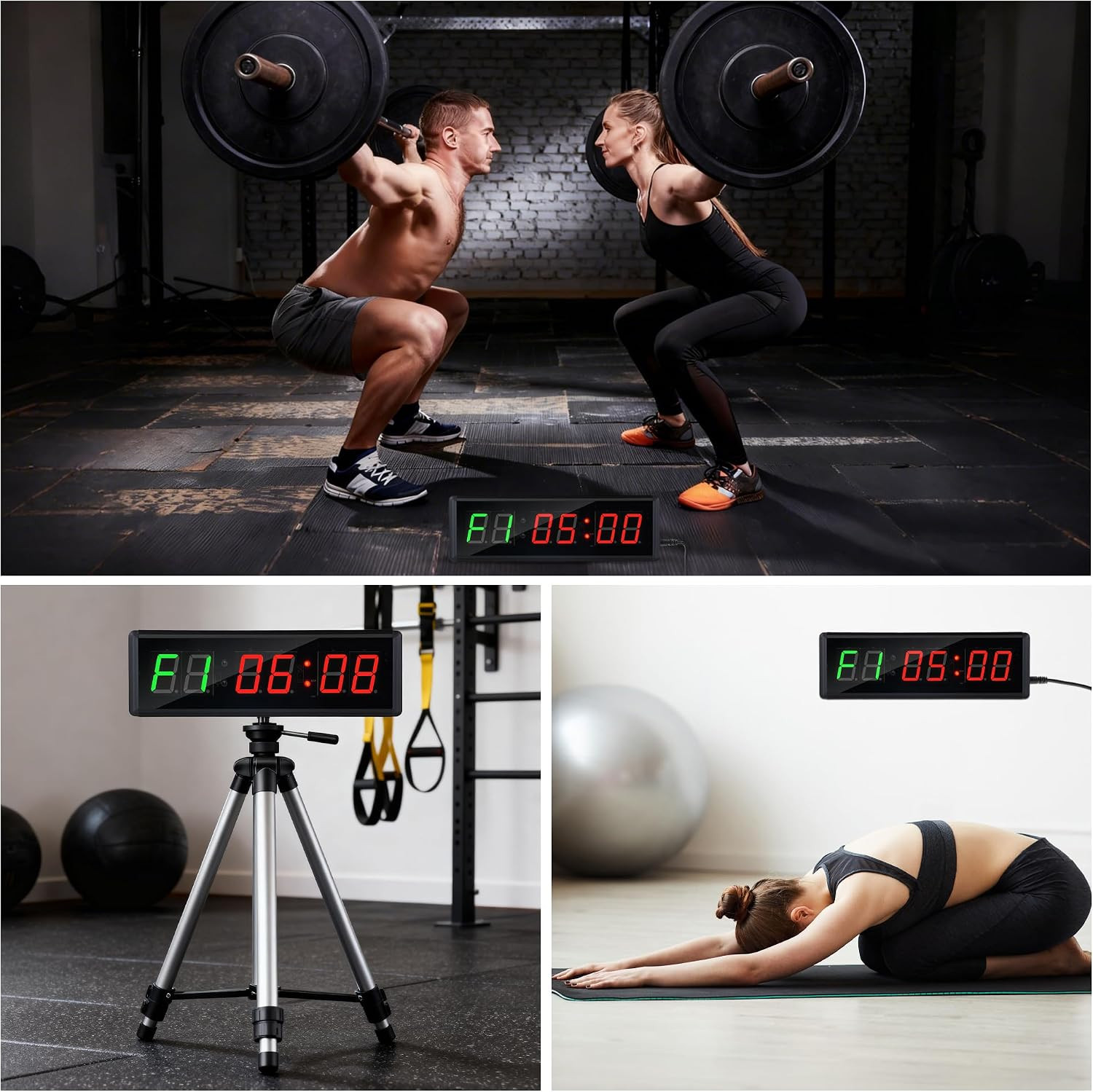 Upgraded Gym Timer Clock for Tabata/Fbg/Emom - Large Digital Interval Workout fo