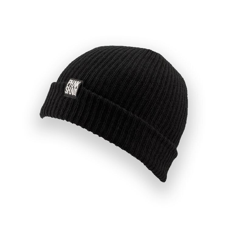 PHUNKSHUN BLACK BEANIE WINTER SKI SNOWBOARD WATCHMAN CAP KNIT HAT, NEW!