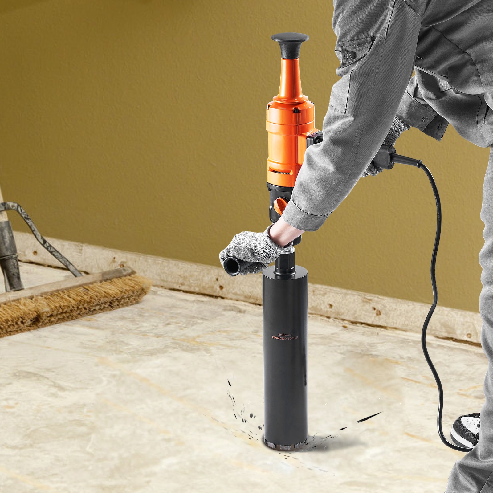 Diamond Core Drilling Machine, 4in Handheld Wet Concrete Core Drill Rig