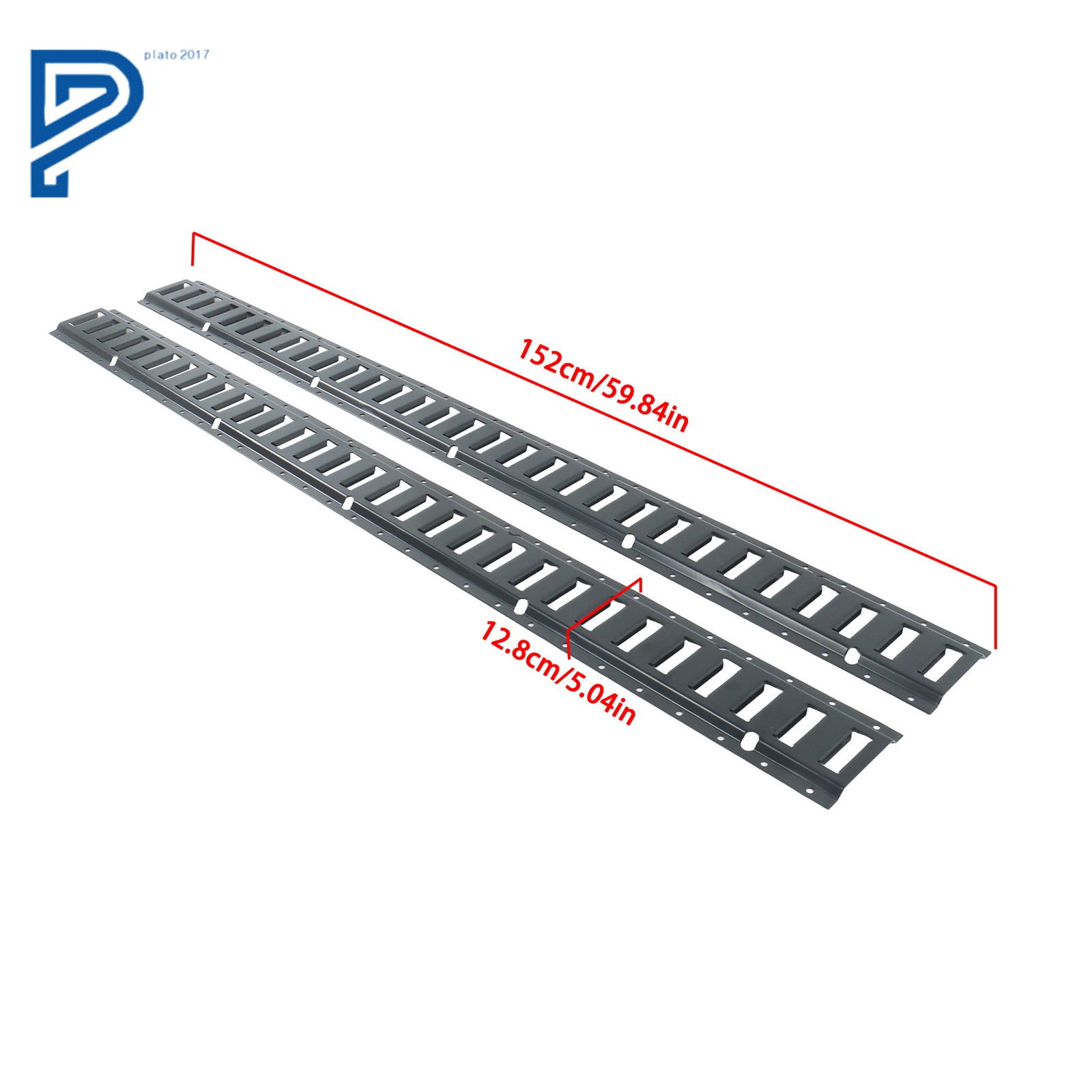5' (2 Pack) E Track Rails Powder-Coat Black For Vans Trailers Motorcycle
