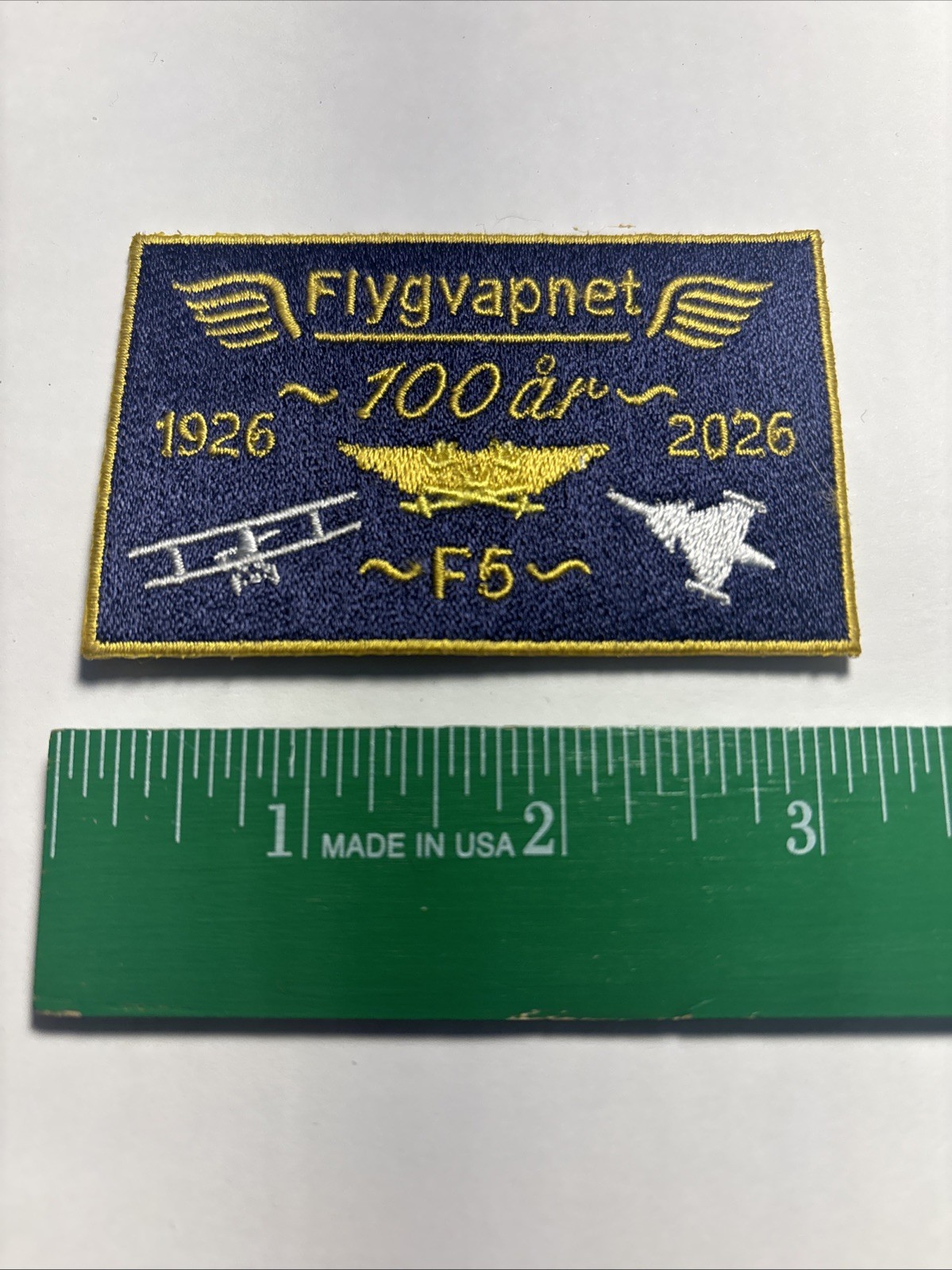 Swedish Air Force Flygvapnet 100 Year Embroidered Iron On Patch