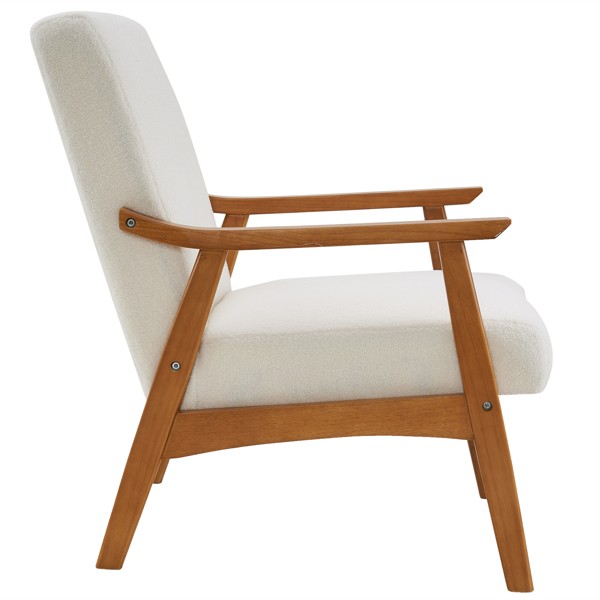 Solid Wood Armrest Simple Single Indoor Leisure Chair with Backrest In Beige